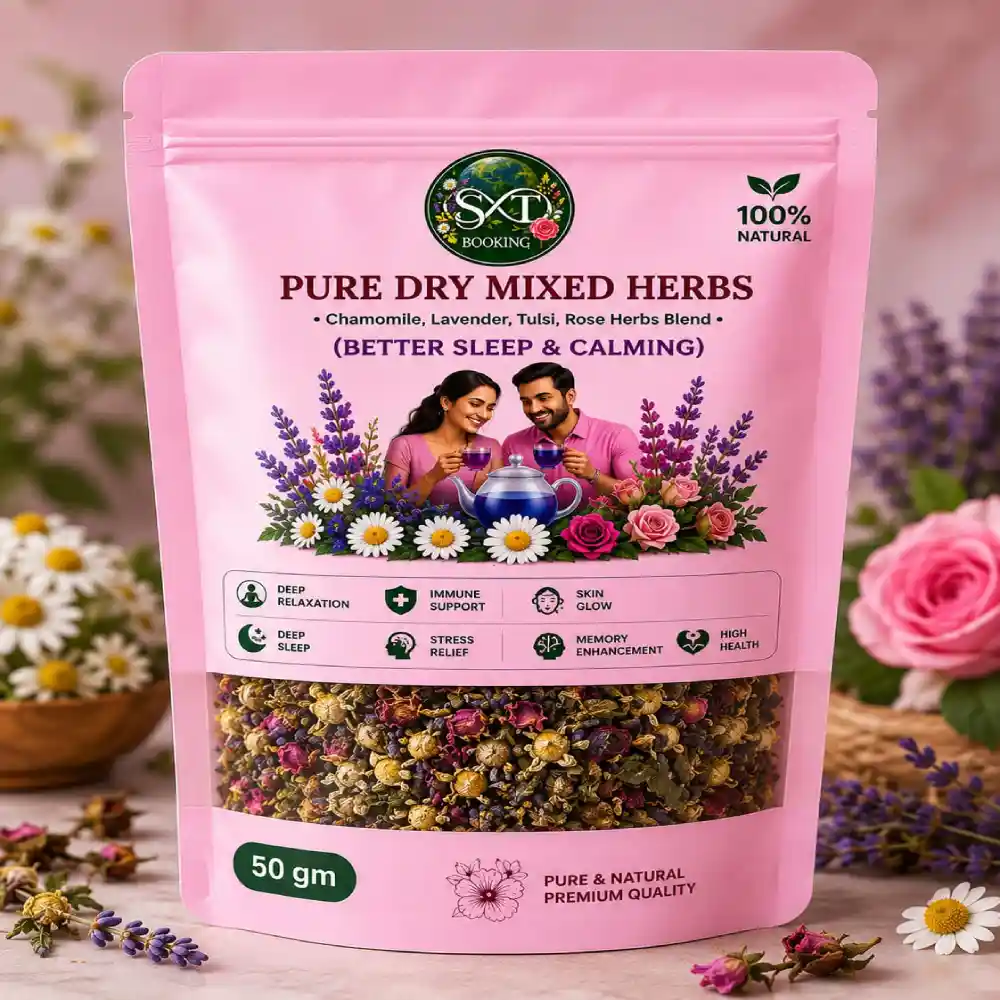 Premium Mixed Herbal Tea Blend | Chamomile, Lavender, Tulsi & Rose | 50g