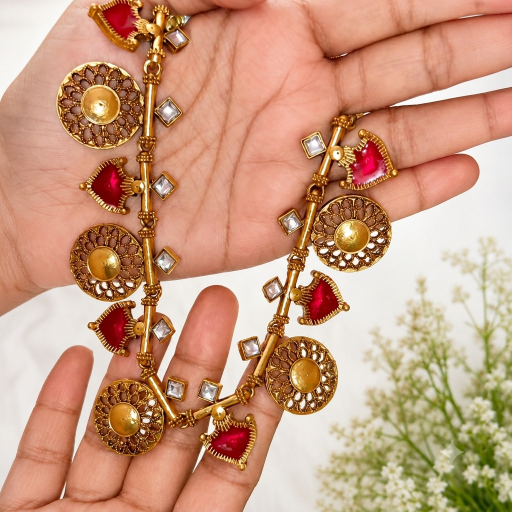 Cherry enamel NECKLACE set with Earing ✨