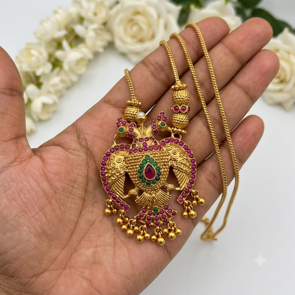 Trending peacock dollar chain with Earing ✨ - Image 5