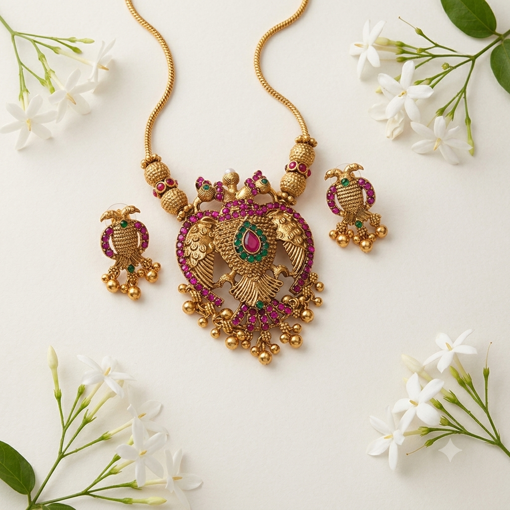 Trending peacock dollar chain with Earing ✨ - Image 6