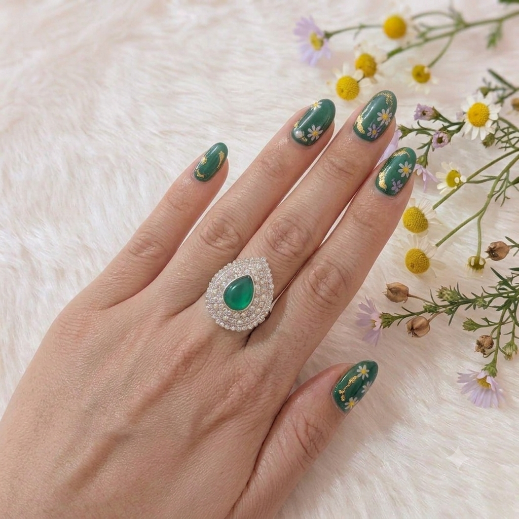 Dark green Luxury stone Ring