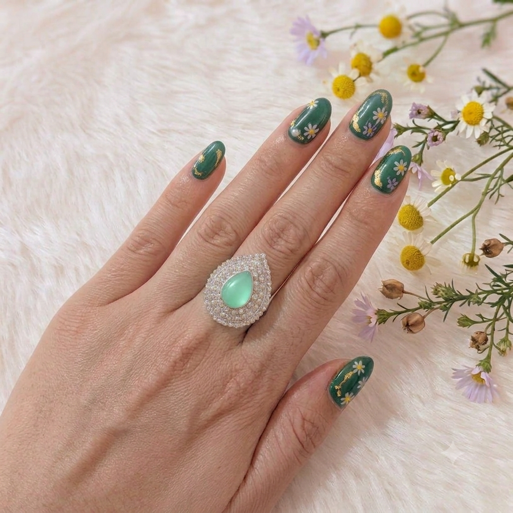Mint green Luxury stone ring
