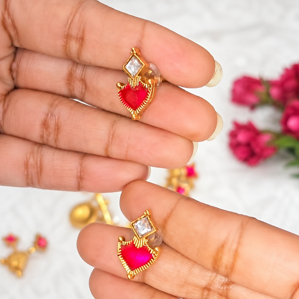 Cherry enamel NECKLACE set with Earing ✨ - Image 3