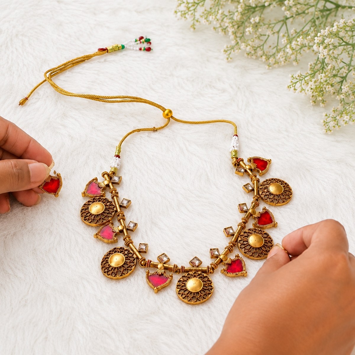 Cherry enamel NECKLACE set with Earing ✨ - Image 4