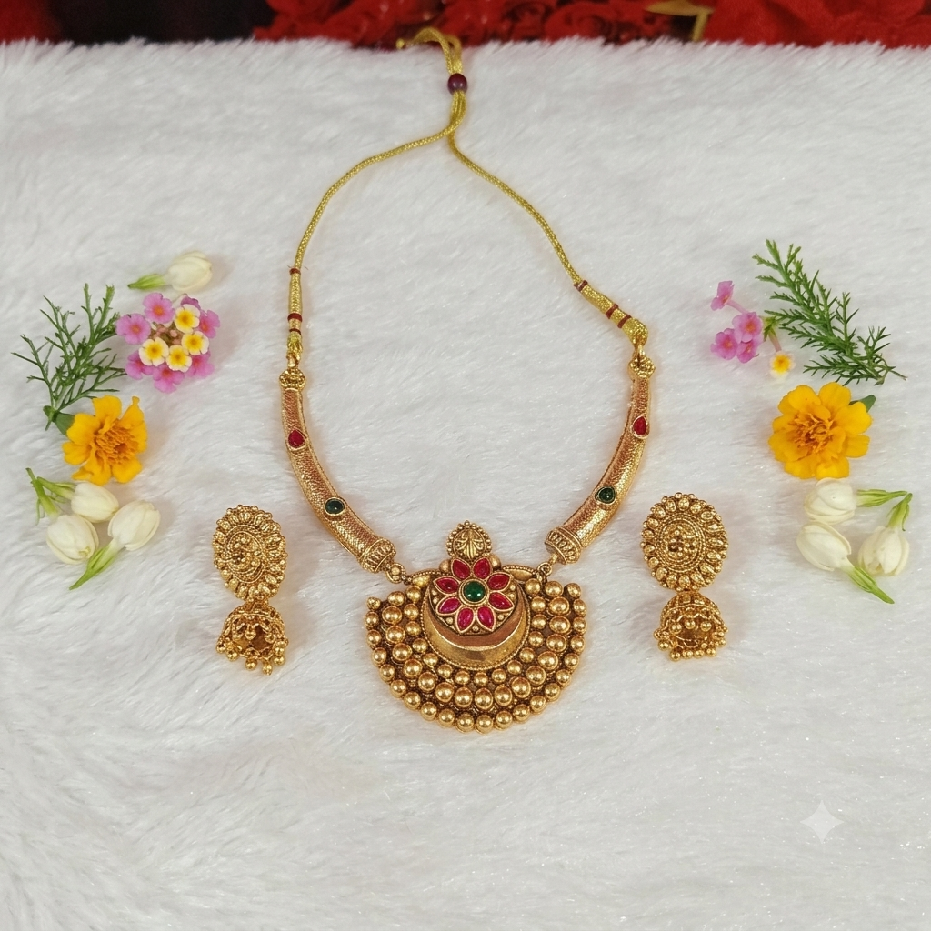 Royal antique pendant necklace with earing - Image 3