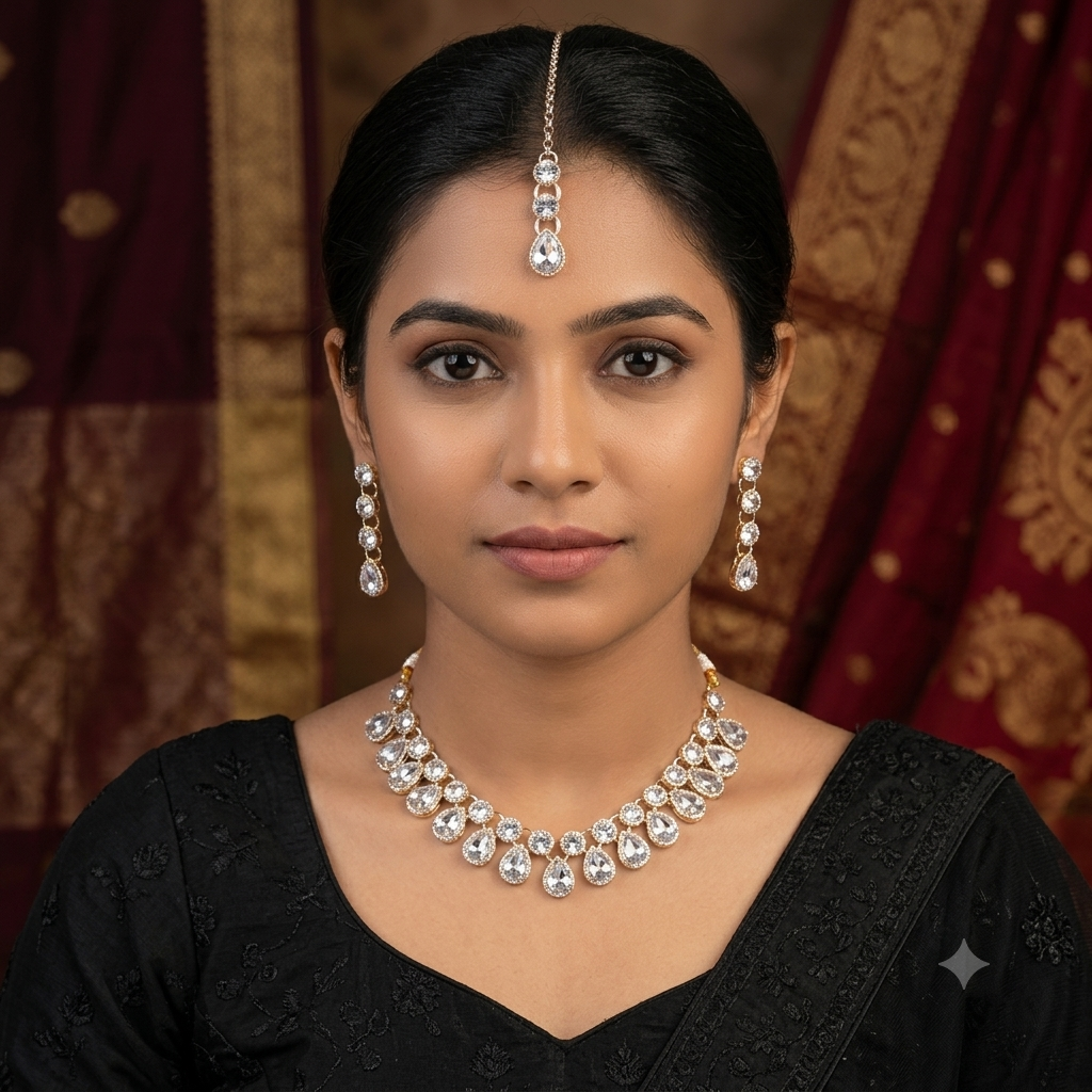 Combo 2 set / White stone & multicolour stone necklace - Image 3