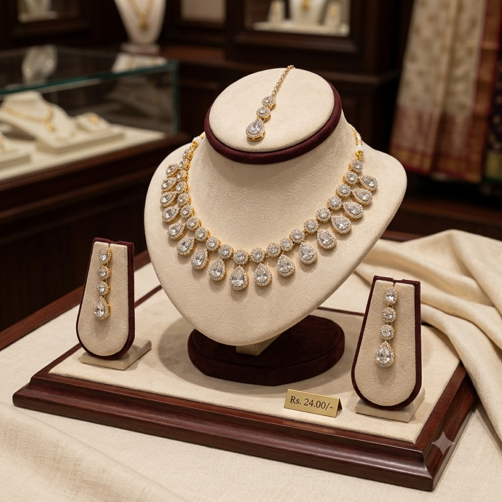 Combo 2 set / White stone & multicolour stone necklace