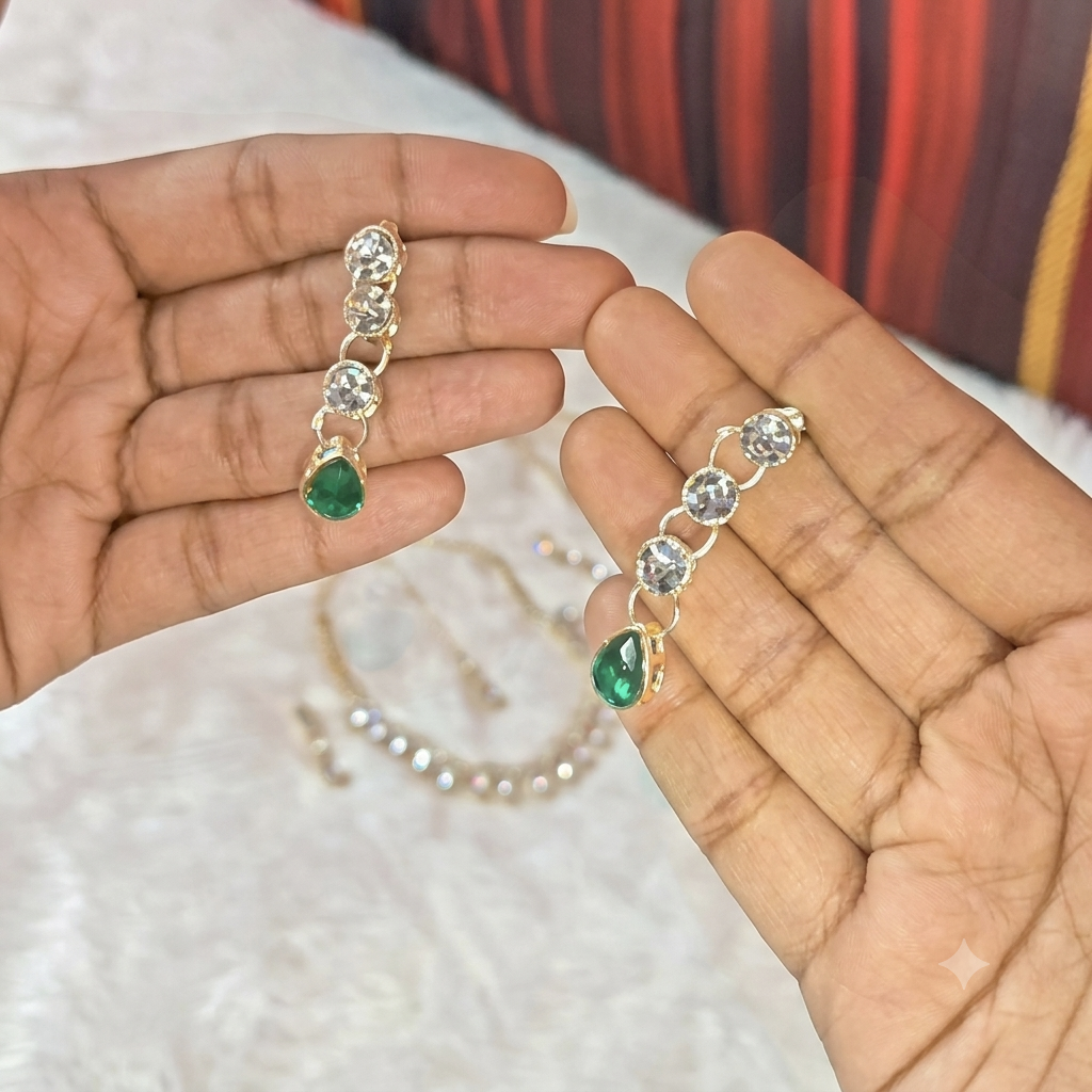 Combo 2 set / White stone & multicolour stone necklace - Image 4